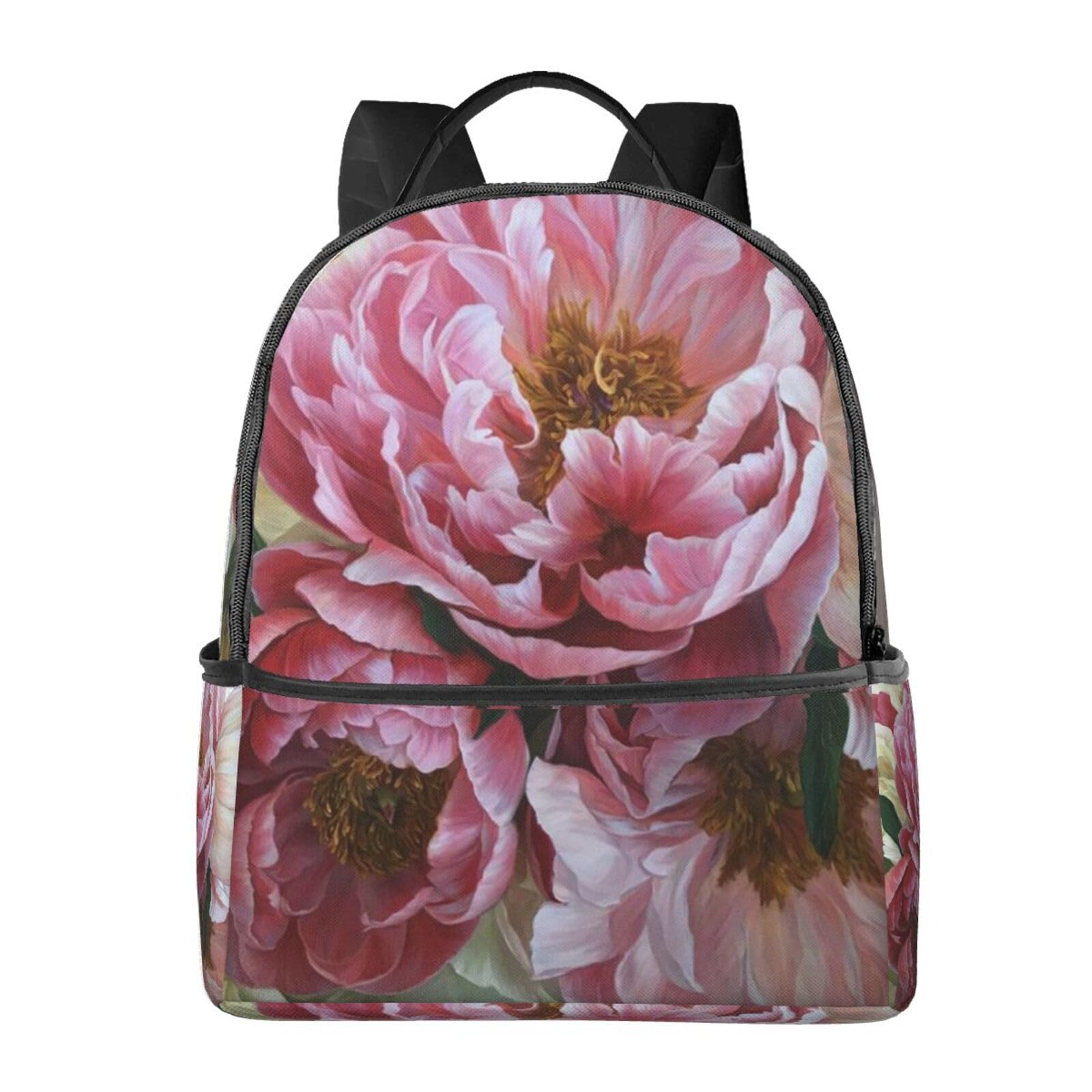 送料無料EVANEM Laptop Backpack Lightweight Travel Backpack Shoulders Bag Peony Flowers Blossom Printed For Travel Men Wom