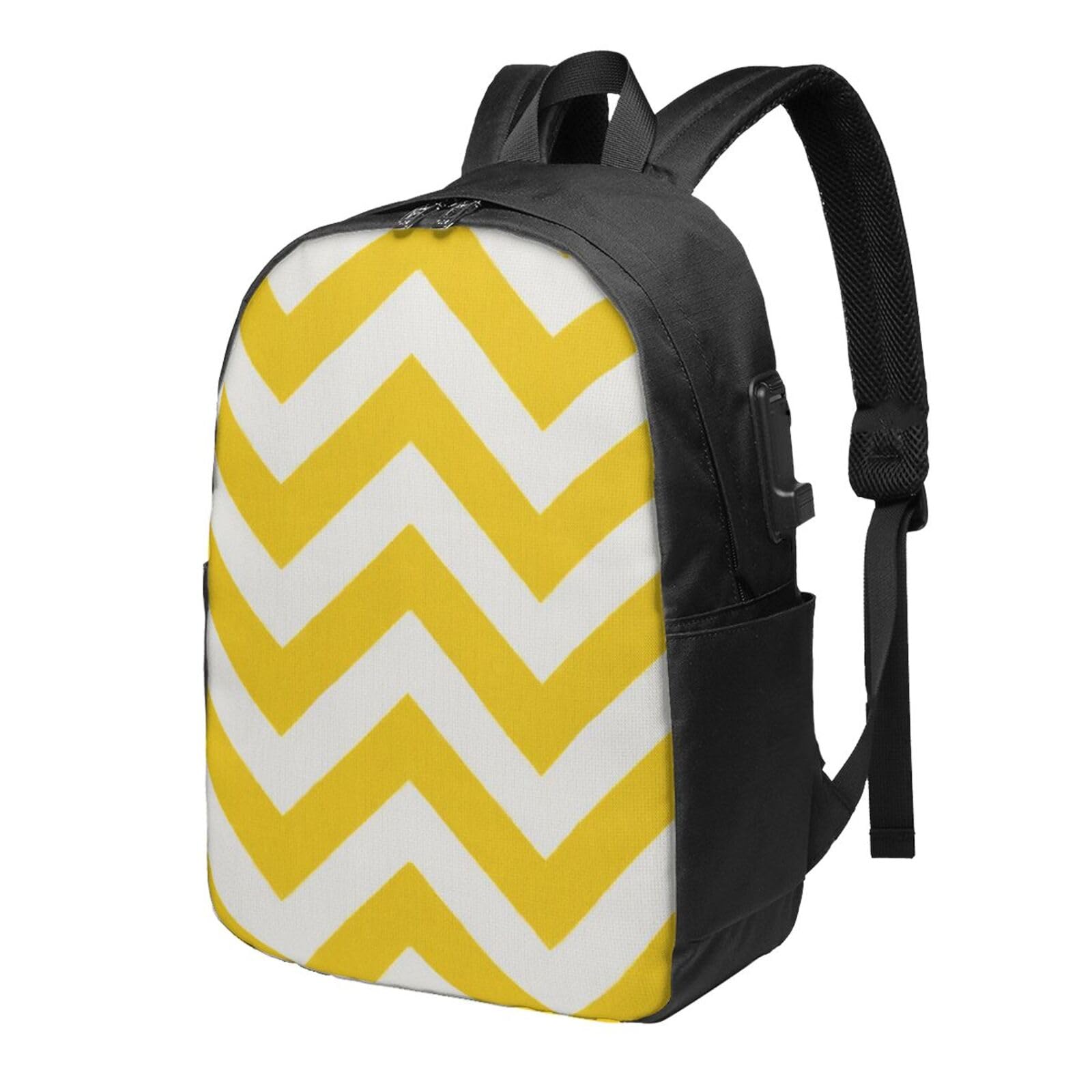 送料無料OUSIKA Geometric Stripe Line Laptop Backpack With Usb Charging Port Water Resistant Casual Daypacks Travel Bag Fo