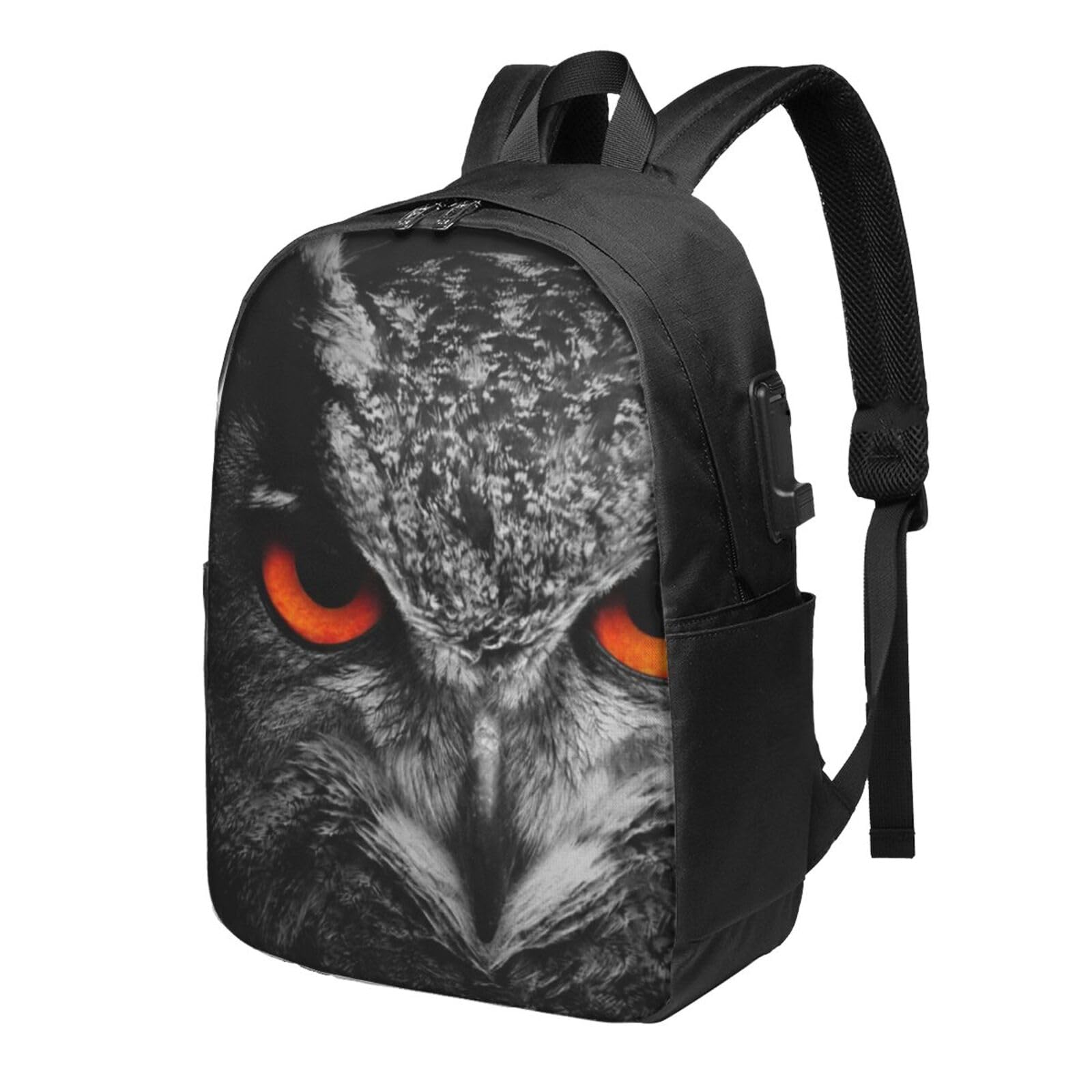 送料無料OUSIKA Owl Eyes Laptop Backpack With Usb Charging Port Water Resistant Casual Daypacks Travel Bag For Men Women