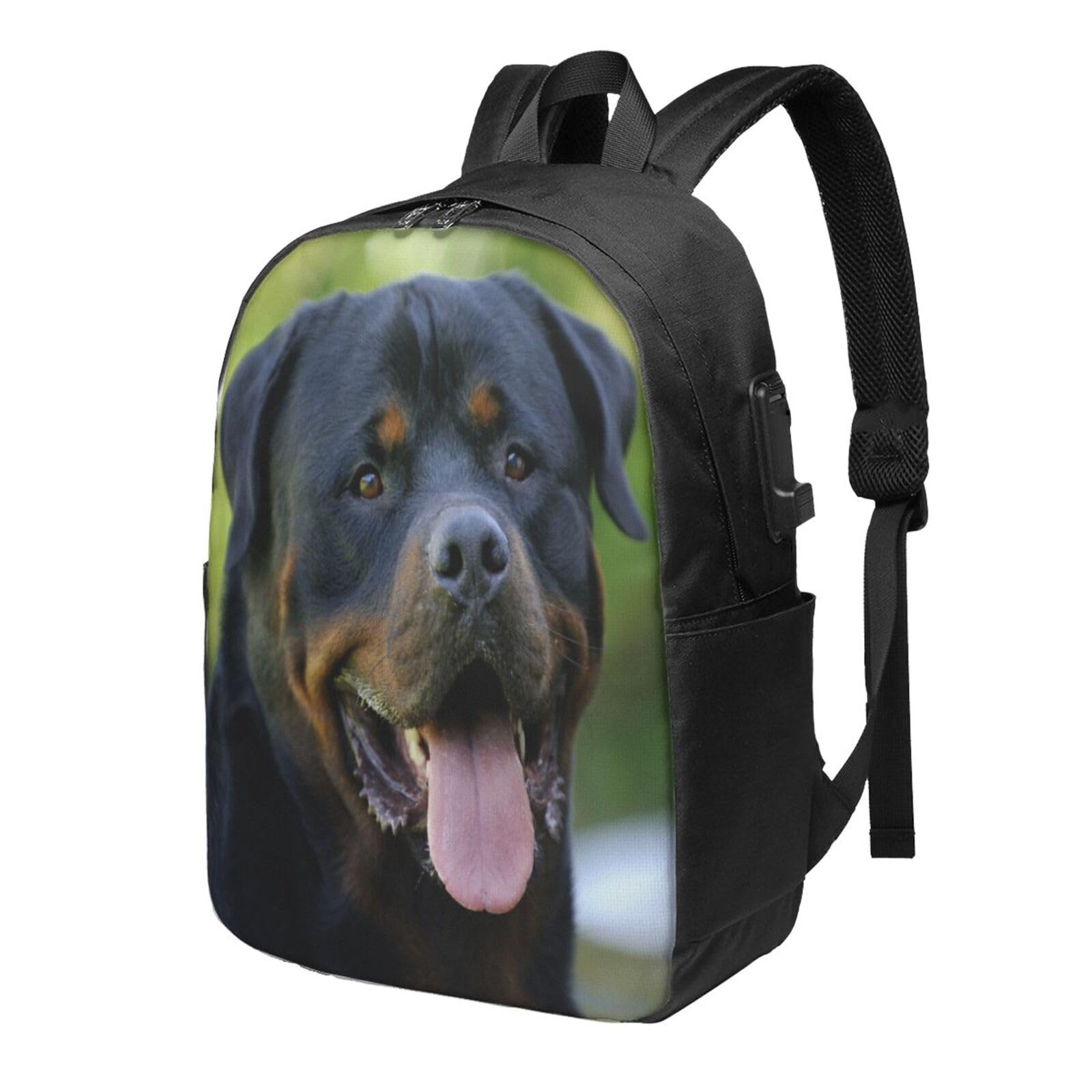 送料無料OUSIKA Rottweiler Laptop Backpack With Usb Charging Port Water Resistant Casual Daypacks Travel Bag For Men Women