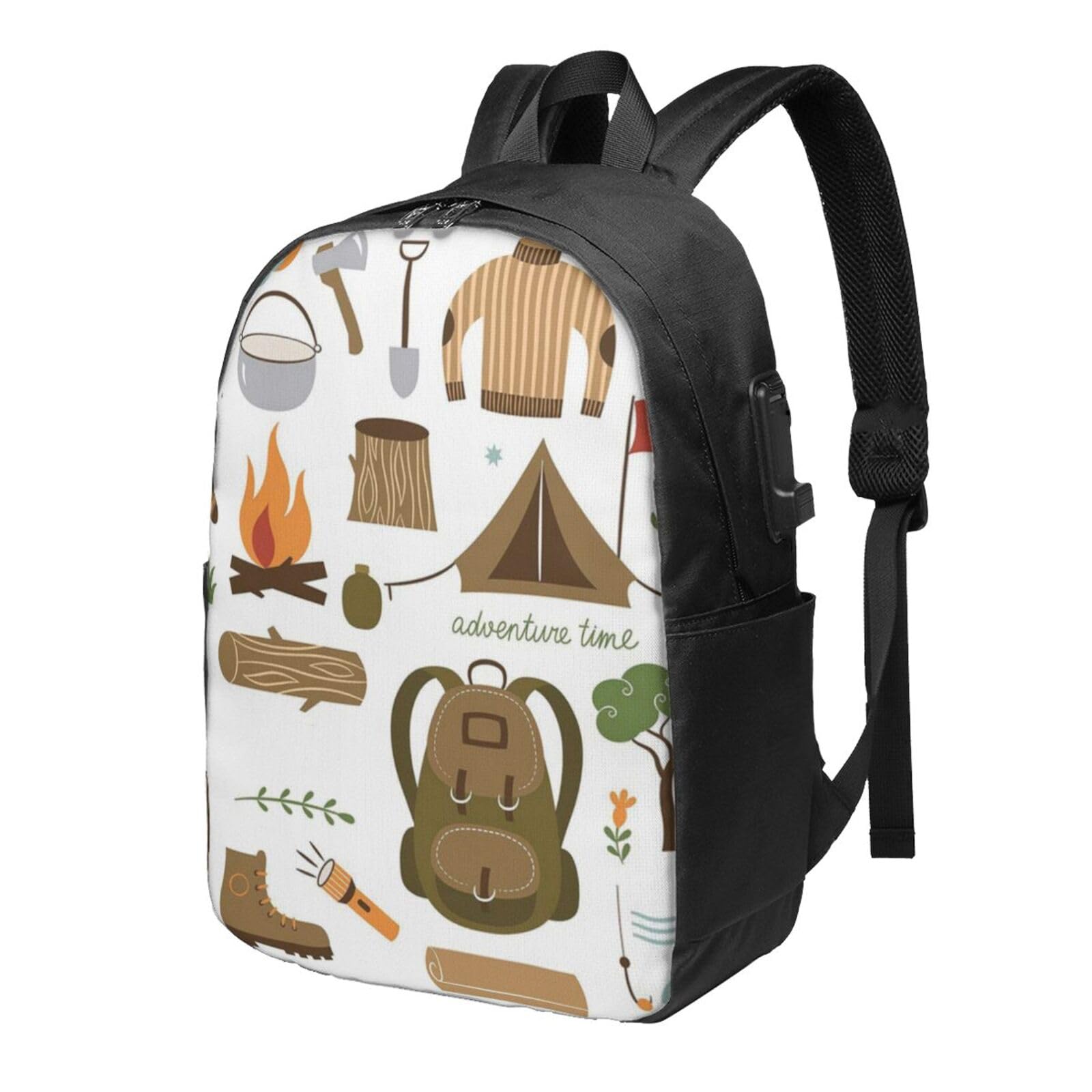 送料無料OUSIKA Sleeping Bag Campfire Laptop Backpack With Usb Charging Port Water Resistant Casual Daypacks Travel Bag Fo