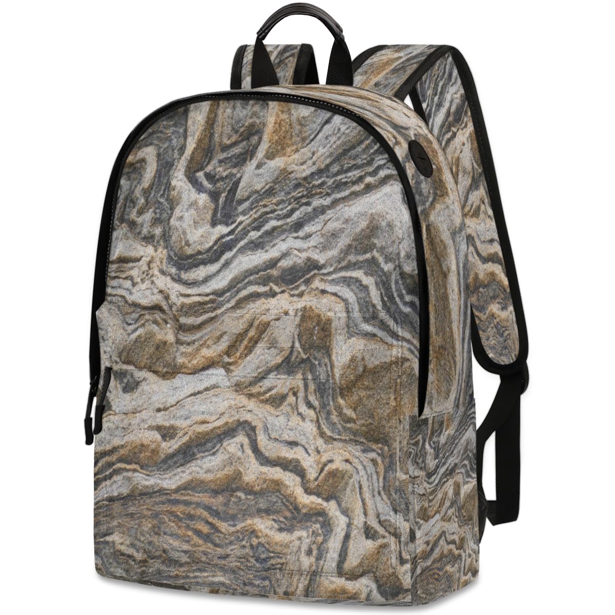 送料無料QsirBC Brown Marble Texture Leather Backpack for Women Laptop Backpack Zipper Closure Adjustable Strap Daypack fo