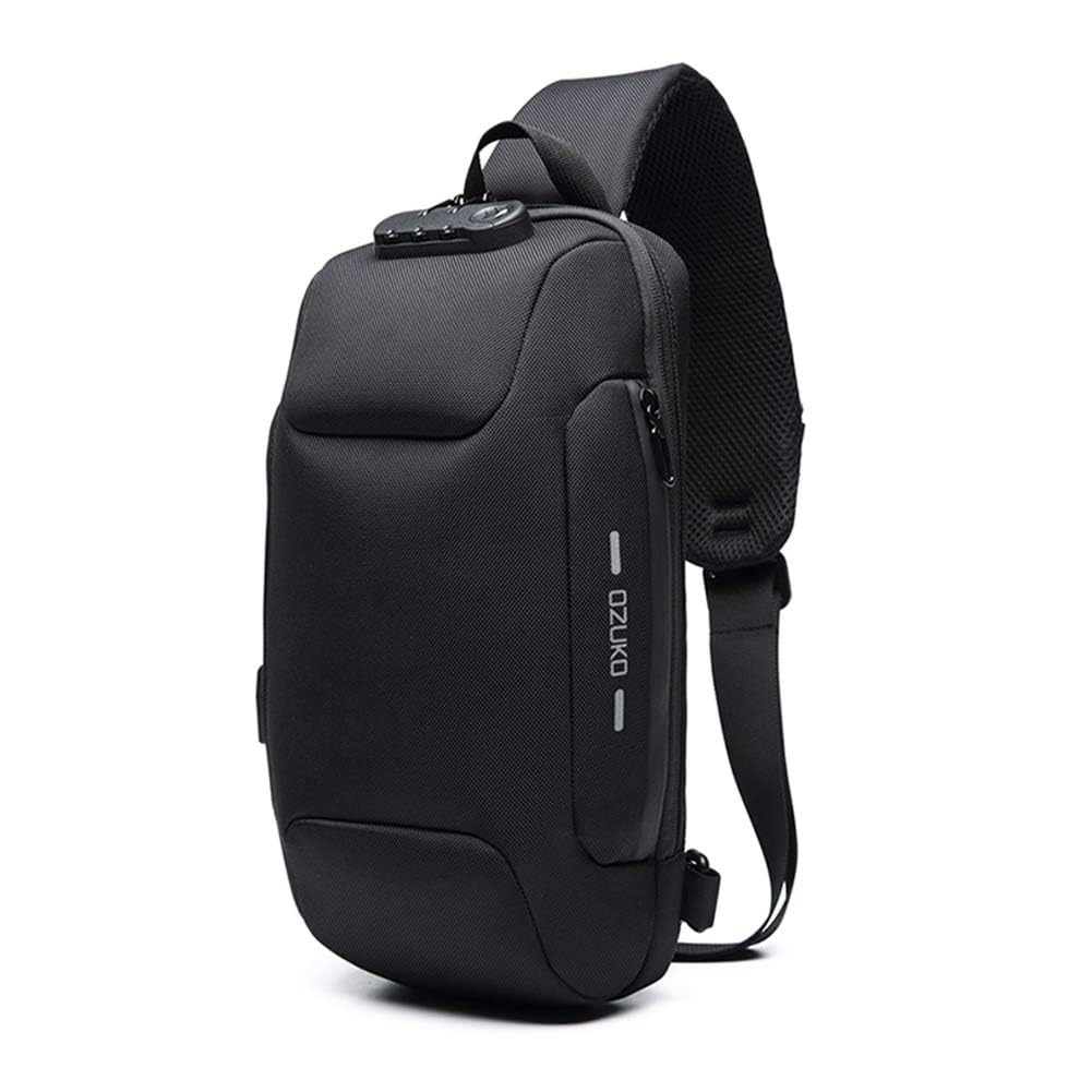 送料無料Anti Theft Sling Bag Shoulder Crossbody Backpack Waterproof Chest Bag with USB Charging Port Lightweight Casual D