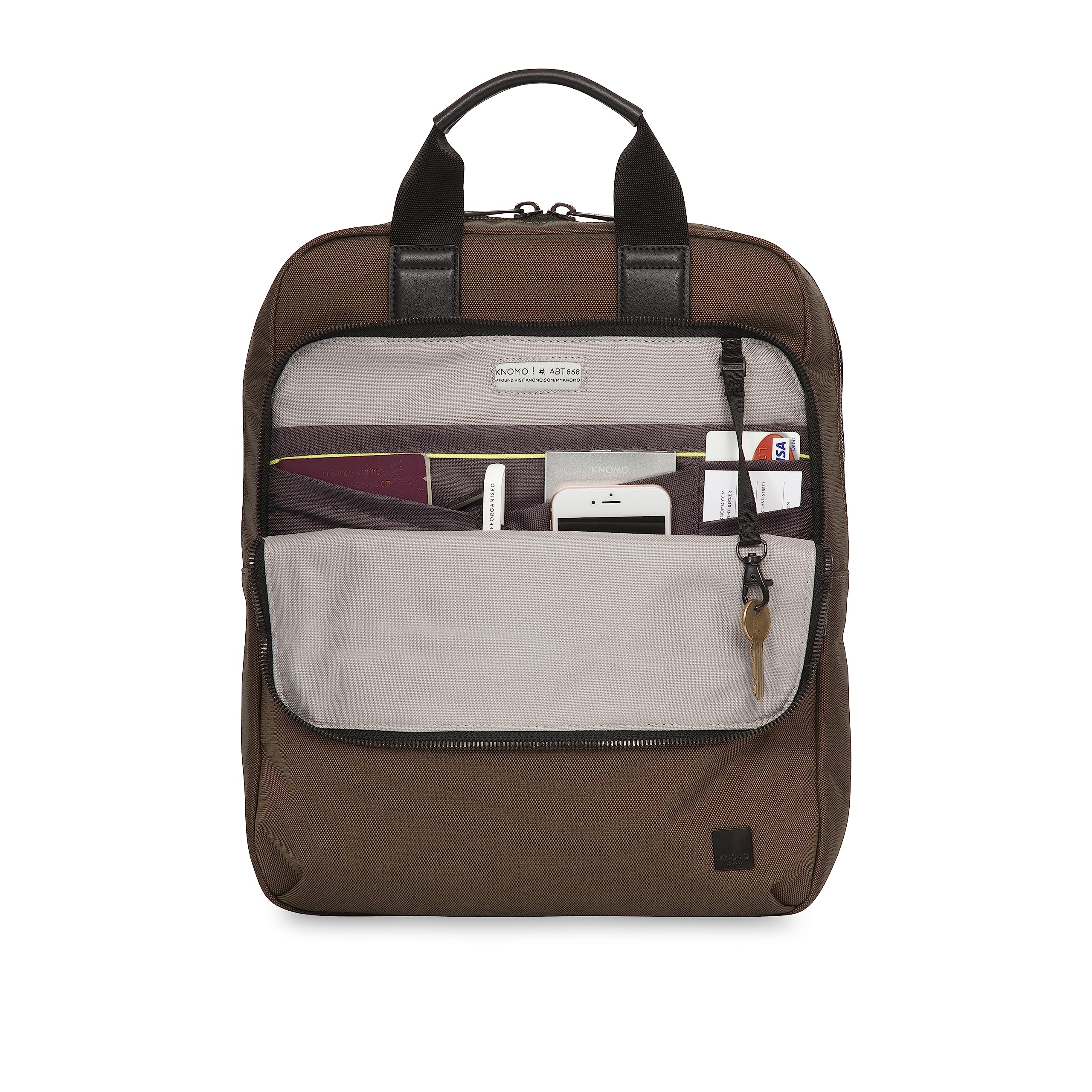 送料無料KNOMO James 16 inch Laptop Briefcase Men Waterproof Backpack Slim Travel Rucksack Business Casual Daypack Dark G