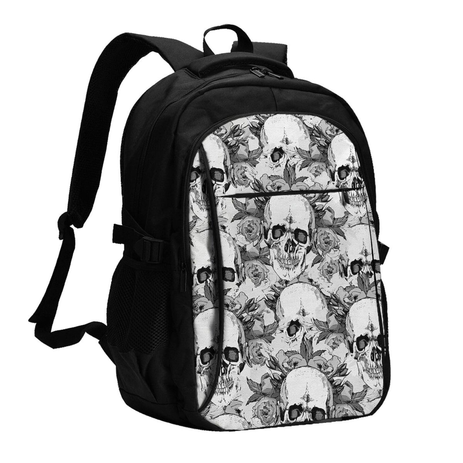 送料無料BAFAFA Skull Skeleton Printed Backpack Laptop Bookbag With USB Charger Daypack For Travel Business並行輸入品