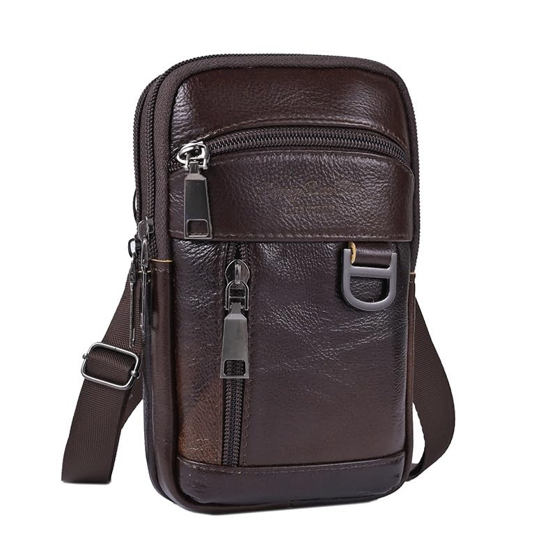 送料無料New Vintage Cowhide Leather Shoulder Crossbody Bags Waist Fanny Pack Belt Bag Purse For Men Travel Shopping Casua