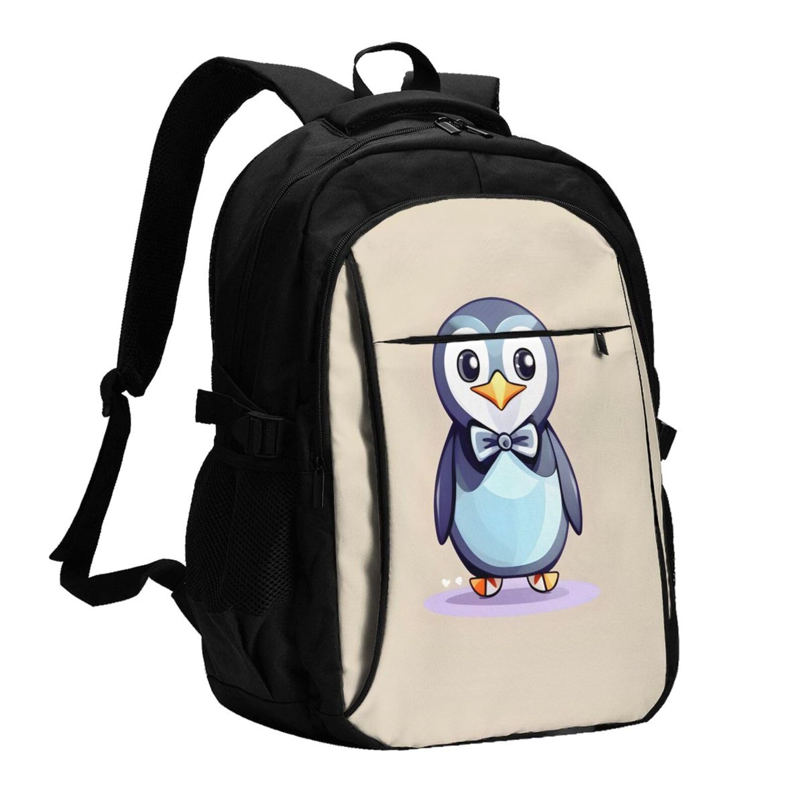 送料無料OdDdot Cute Penguin Prints Travel Laptop Usb Backpack Water Resistant College Bag Computer Bag Fits 15.6 Inch No