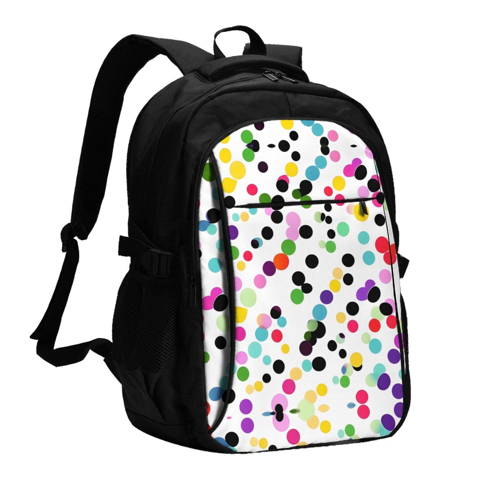 送料無料OdDdot Twister Polka Dots Travel Laptop Usb Backpack Water Resistant College Bag Computer Bag Fits 15.6 Inch Not