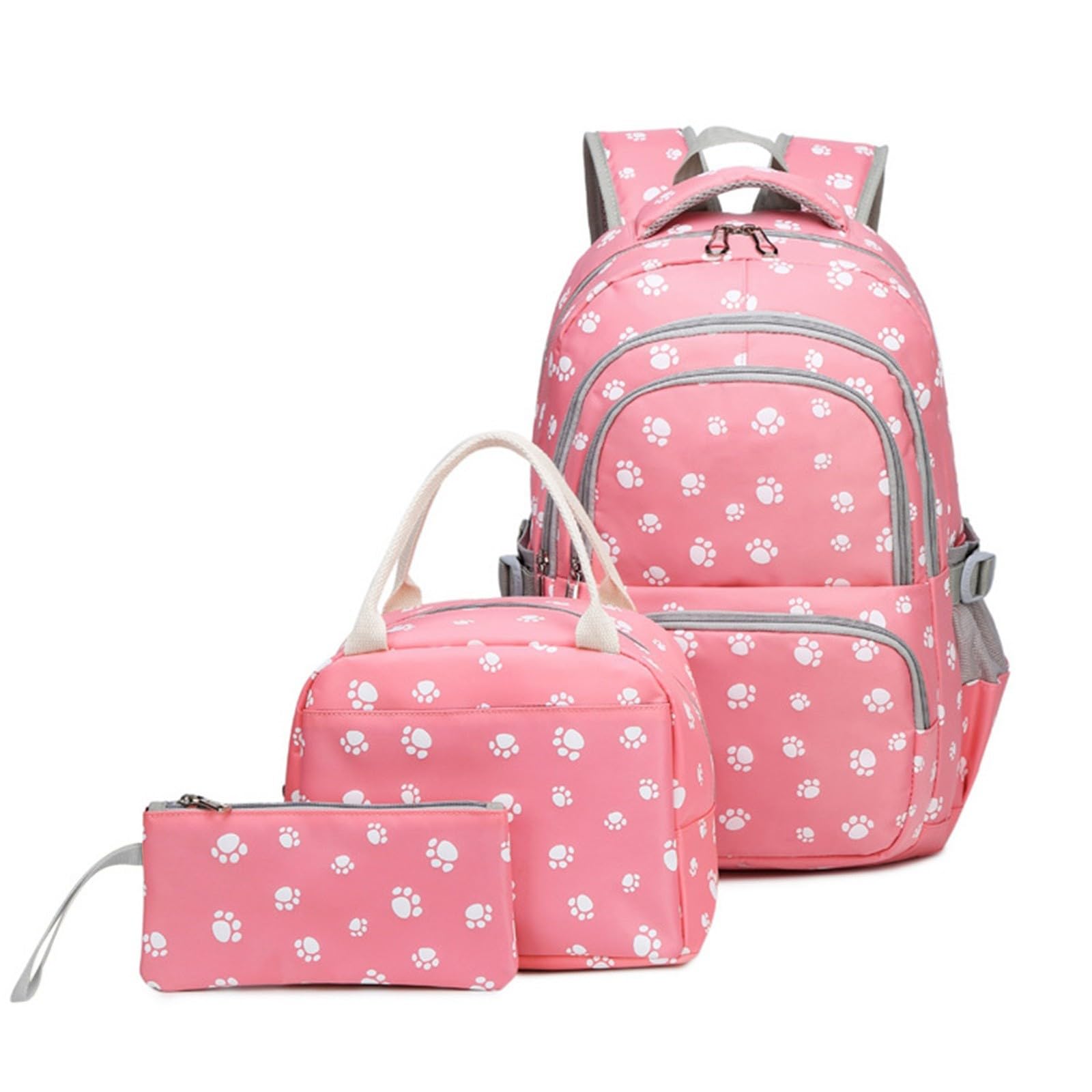 送料無料kawaii Backpack Backpack Solid Color Spotted Backpack 3 Pcs Set Computer Bag Lunch Bag Pen Bag並行輸入品