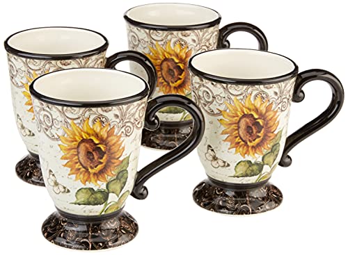 新品Certified International French Sunflowers Mug 16-Ounce Set of 4 by Certified International