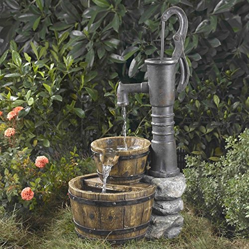 新品Fast Furnishing Outdoor Water Pump Half Whiskey Barrel Style Water Fountain