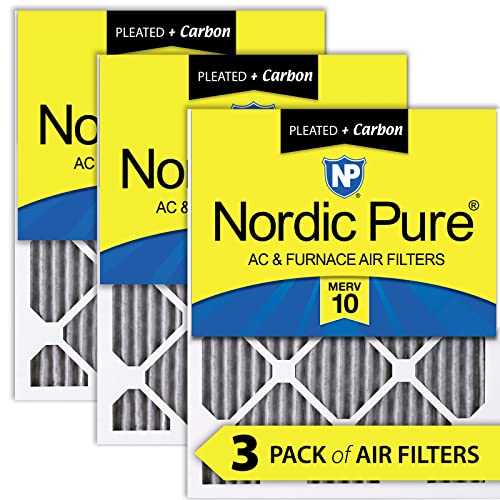 新品Nordic Pure 16x 20x 1pm10C-3プリーツMERV 10PlusカーボンAC炉フィルタ3パック16x 20x 1