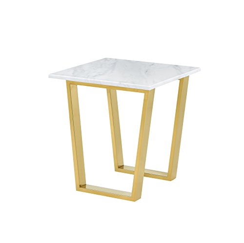 新品Meridian Furniture Cameron Gold L x 20 D x 22 H Modern Contemporary Rich Stainless Steel End Table with Stone Top
