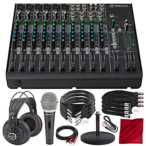 新品Mackie 1402VLZ4-14-Channel Compact Mixer with Onyx Preamps and Premium Bundle wDynamic Microphone Studio Reference H