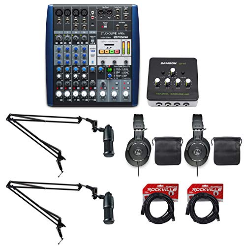 新品PRESONUS StudioLive SLM AR8C Mixer Recording Interface Bundle with Audio Technica AT2020 Mic ATH-M30X Headphones Rock