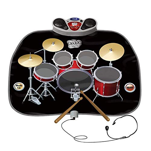 新品Lzour Electric Musical Playmat Toy Instrument Drum Kit Set Includes Headphones with MicDrum Sticks MP3CD Amplifier fo