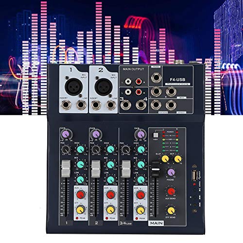 新品Wendry 4 Channel Stage Mixer USB Stage Performance Karaoke Electronics Sound Mixing Console Live 5-Segment LED Main L