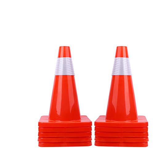 新品10 Pack 18 Traffic Cones Safety Road Parking Cones Weighted Hazard Cones Construction PVC Cones for Traffic Fluorescen