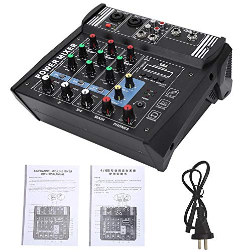 新品Professional Audio Mixer DJ Controller Party Mixer 4 Channel Mixer with AMP Mixer Stage Equipment US