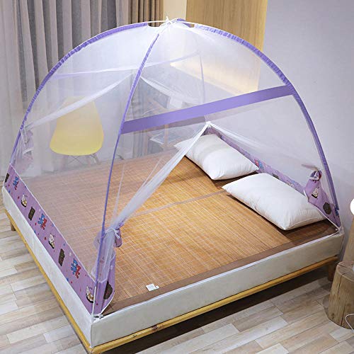 新品lahaemall Dome Bed Canopy NettingYurt Home Bed Foldable Anti-Fall Encryption Mosquito Cover-Purple12m