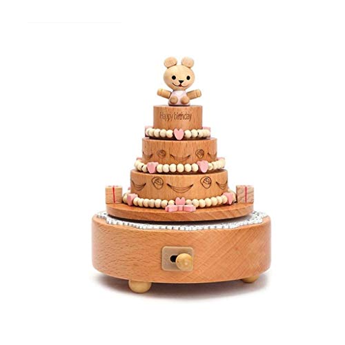新品nologo WJDHZ Furnishings Dancing Girl Birthday Cake Wooden Music Box Clockwork Drive Beech Children Crafts Creative Gif