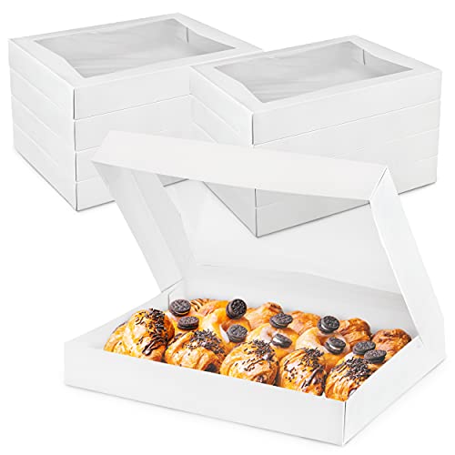新品100 Pack 16x12x225 White Bakery Box with Window - Holds 12 Donuts Auto-Popup Cardboard Gift Packaging and Baking