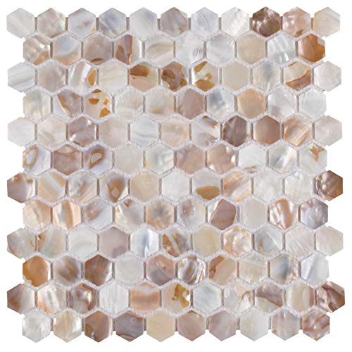 新品SomerTile Conchella Hexagon Natural 11-12 x 11-58 x 2 mm Natural Seashell Mosaic Tile