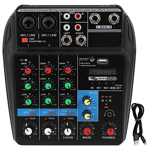 新品Sound Mixing Console for 4 Channel Music Console 4 Channel Mixer with USB with Network Phantom for Condenser Micropho