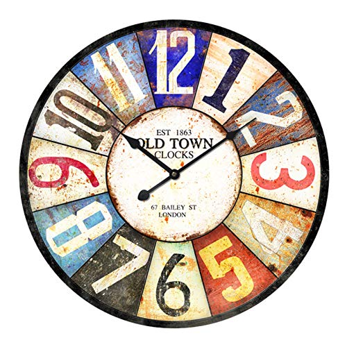 新品Lailuaxoa Outdoor Garden Wall Clock 23 Inch Large Round Garden Clock Vintage Wooden Outdoor Clock with Large Arabic Nu