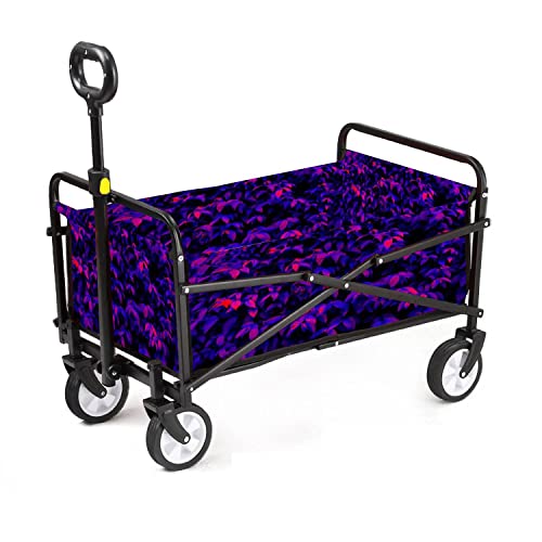 新品Collapsible Wagon Cart Tropical Leaf Forest Glow in The Black Light High Contrast Foldable Utility Wagon Large Capacity