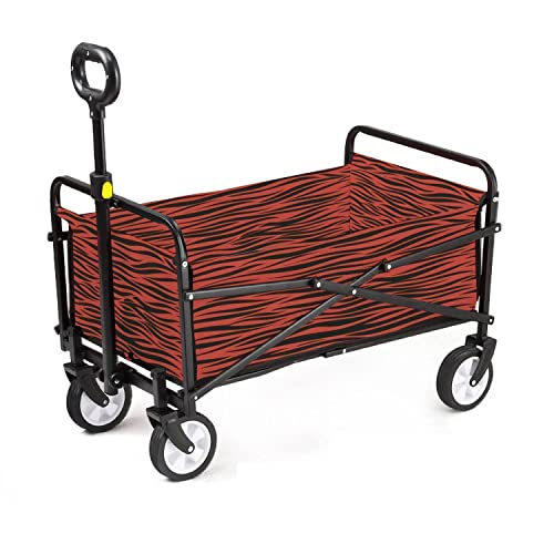 新品Collapsible Wagon Cart Tiger Print Strip of Skin patternEndless Animal in Abstract Stripes Foldable Utility Wagon Large