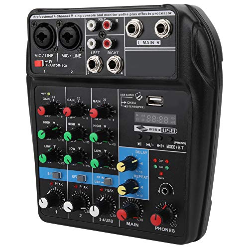 新品Multifunctional 4Channel Mixer 4 Channel Music Console with a Sound Card Sound Mixing Console for for Music Lovers