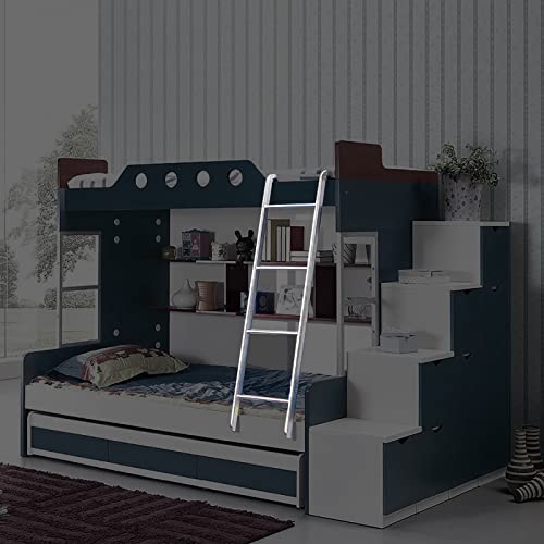 新品Bunk Ladder Twin Bed Ladder Silver Step Ladder with 4 Hooks Metal RV Bunk Ladders for Home Bedroom Lift Bed Camper Do