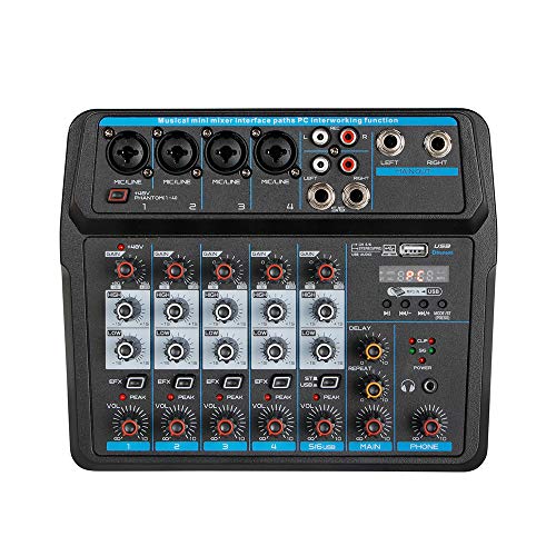 新品DNYSYSJ Audio Mixer Sound Mixing Console 6 Channel Live Mixer Studio Mixer Professional Bluetooth USB Sound Mixing Cons