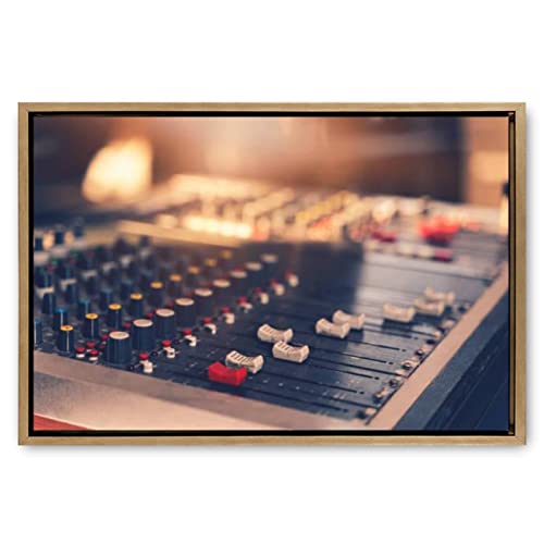 新品Large Canvas Wall Art Professional audio mixing console with faders and adjusting knobs TV Canvas Prints Wooden Framed